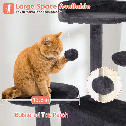 54-In Double Condo Cat Tree Tower Playhouse with Scratching Post & Perch for Indoor, Pink